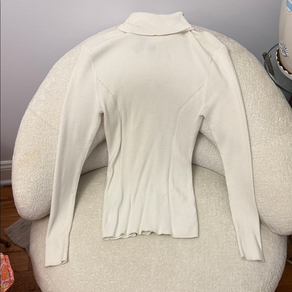 White Ribbed Turtleneck Sweater